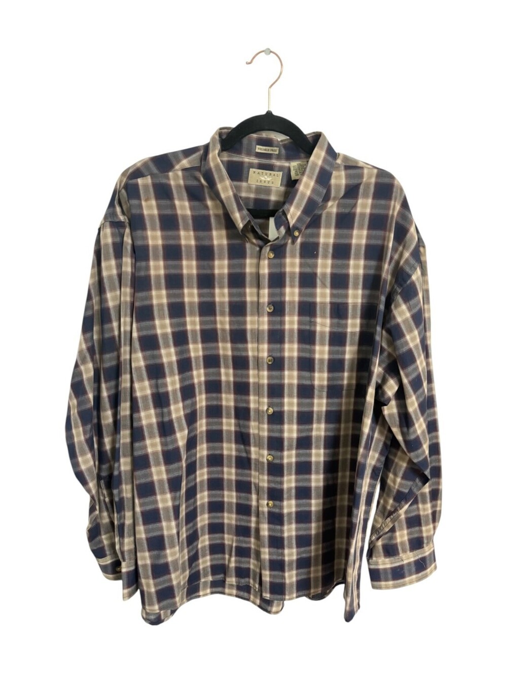 Natural Issue Wrinkle Free XXL Plaid Button-Up Shirt Lumberjack Cabin Core Work